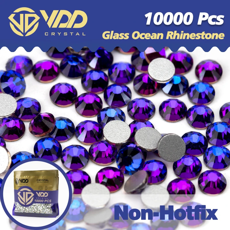 VDD 10000Pcs Wholesale High Quality Glass Non-hotfix Rhinestones Glitter Crystal Flatback Strass Gem Nail Art Diamond Decoration