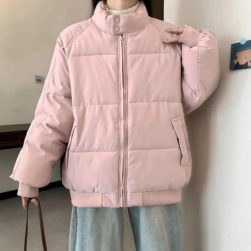 

Cotton-padded Coat Women Versatile 2025 Winter New Thickened Warm Loose Hooded Coats Simple Down Jacket Outerwear Female