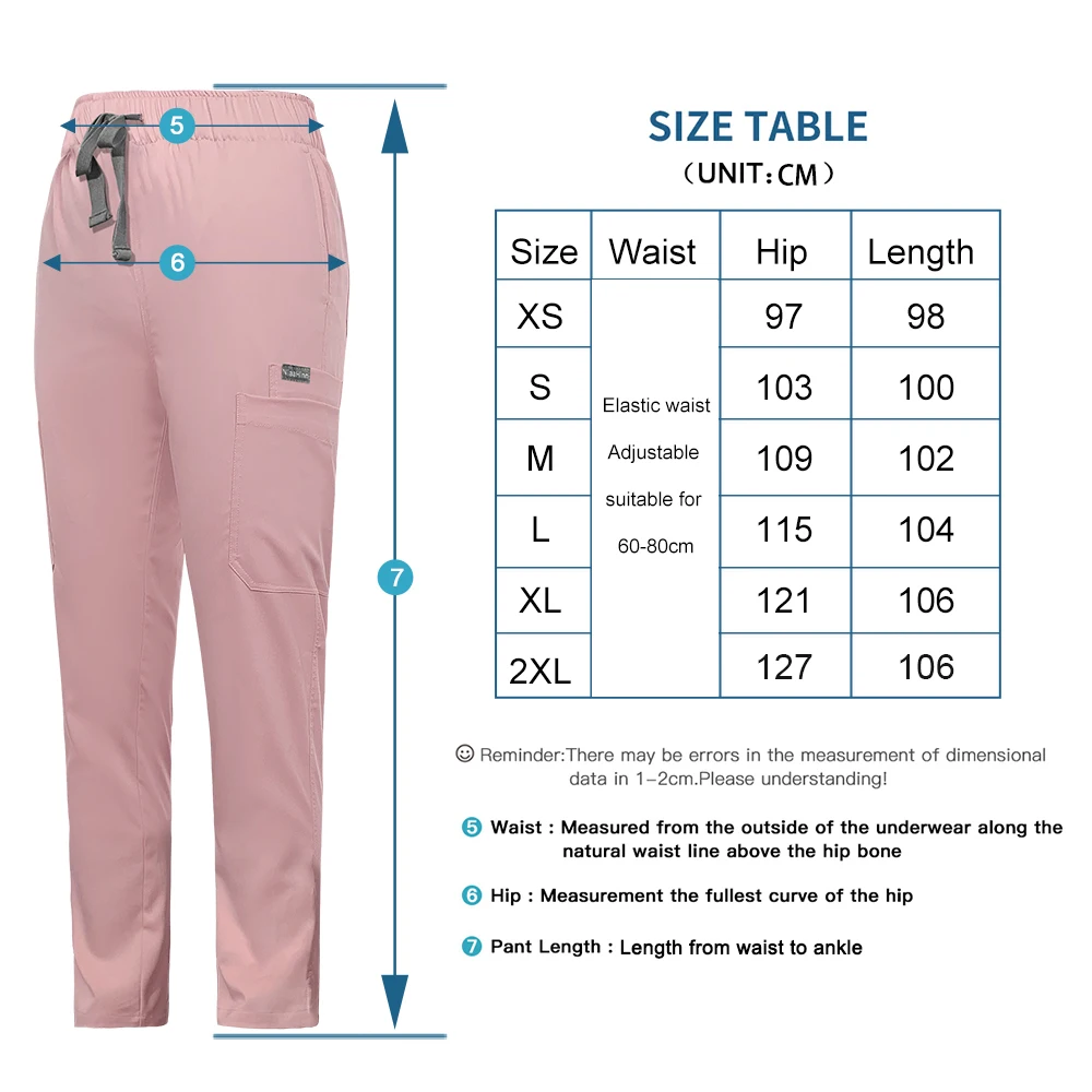 Scrub Pants Solid Simple Nurse Doctor Work Pants Healthcare Pharmacy Care Cleaning Trousers Doctor's Surgical Dressing Wholesale