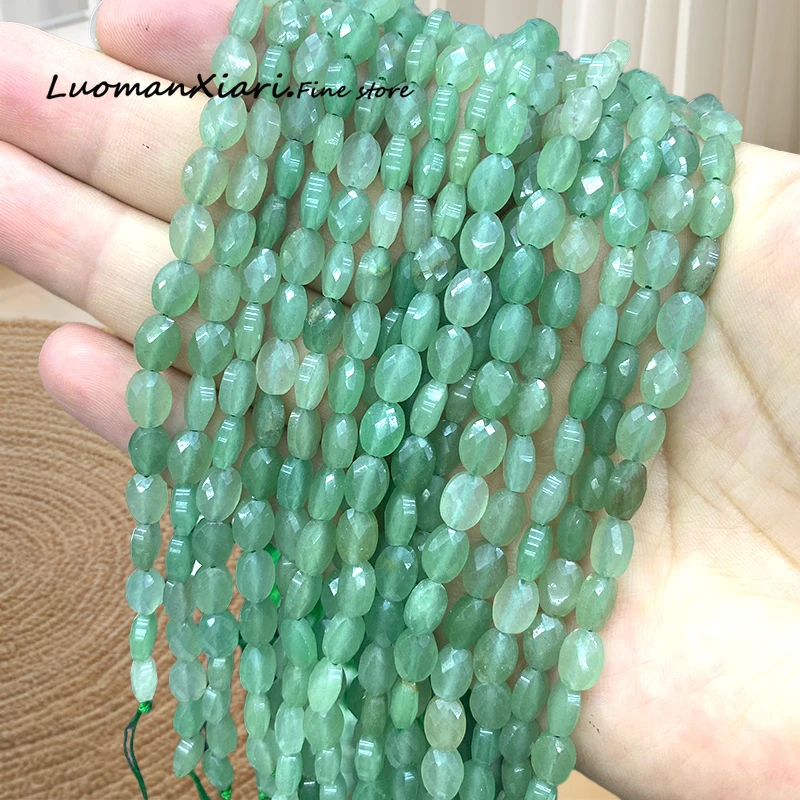 

6x8 мм граненые овальные натуральные камни зеленый авантюрин свободные бусины-разделители для изготовления ювелирных изделий Diy серьги браслет подвески аксессуары