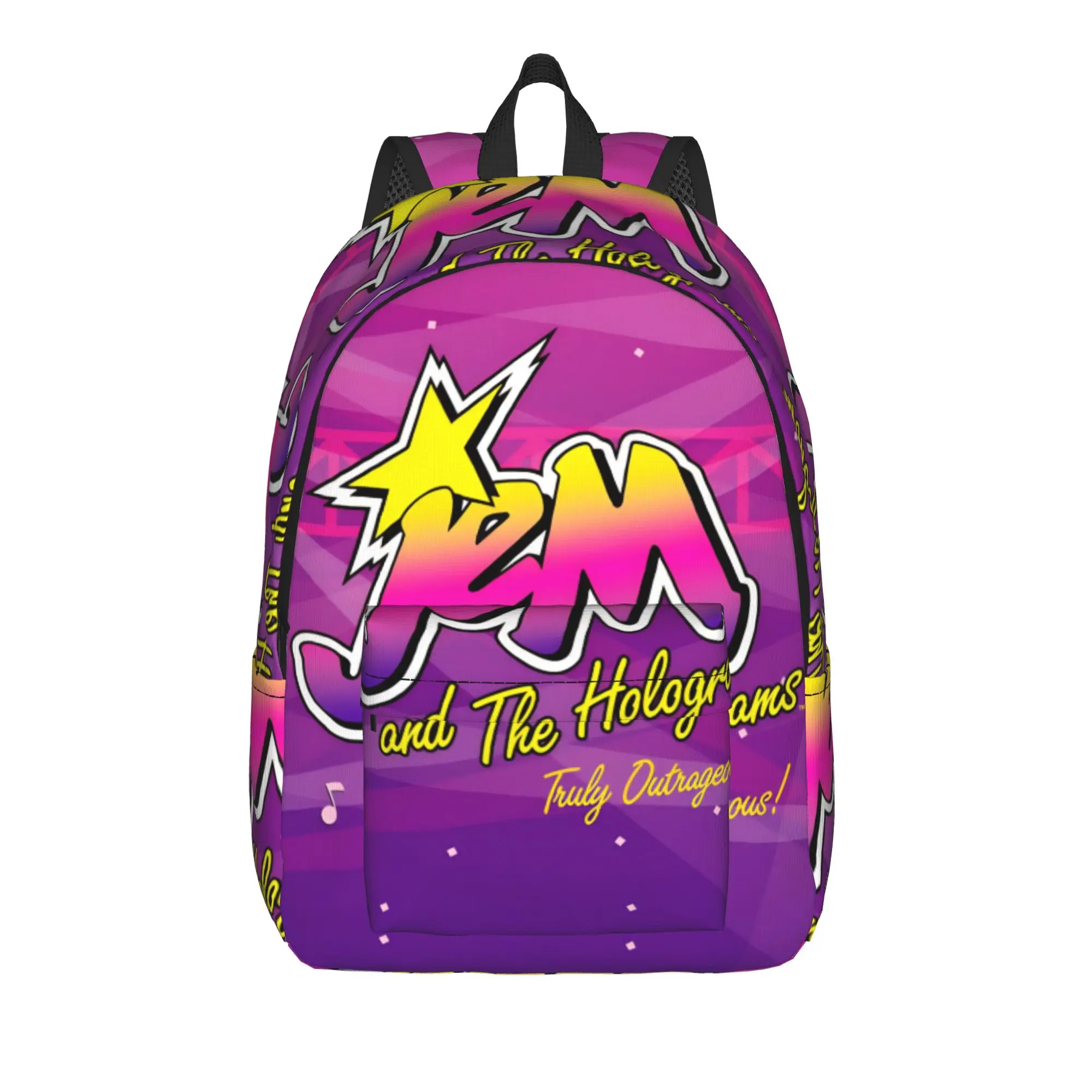 Jem And The Holograms Fashion Backpack Durable High School Business  Daypack for Men Women College Shoulder Bag