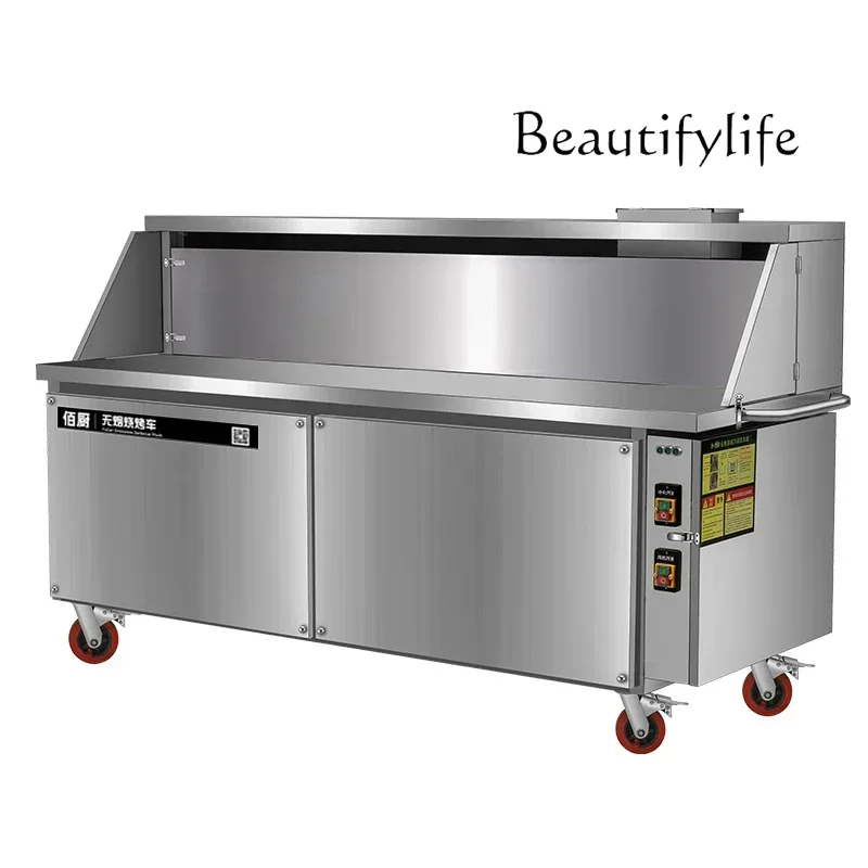 Smokeless purification barbecue truck barbecue grill commercial environmental protection stall flat suction barbecue grill