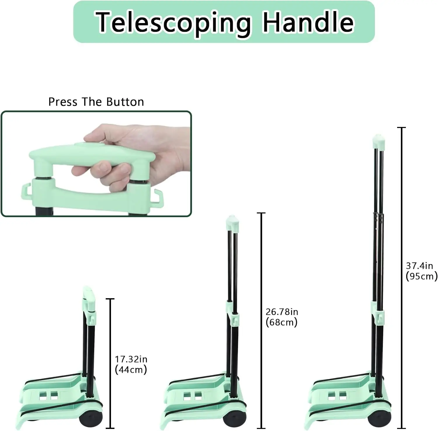 شاحنة يدوية قابلة للطي، عربة دوللي قابلة للطي للتحريك، عربة منصة دوللي المرافق أقصى قدرة 40 كجم/88 رطل ارتفاع قابل للتعديل
