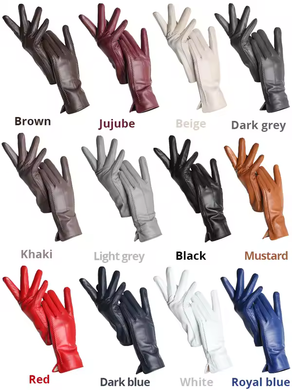 Women's sheepskin gloves winter warm plus velvet short thin touch screen driving color women's leather gloves good quality -2226 - Image 5