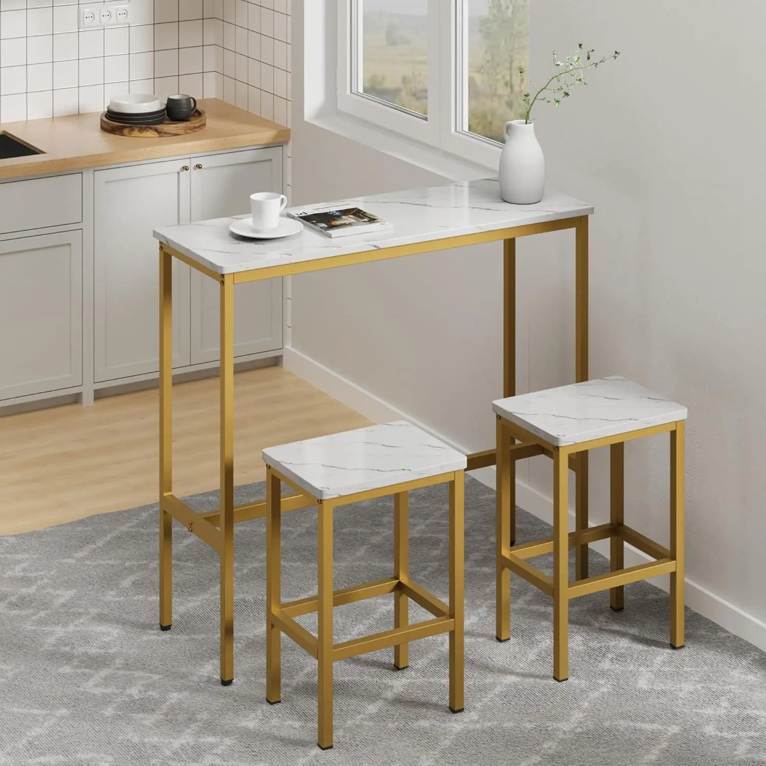 44.5"" Sofa Table, Bar Height Pub Table, Narrow Entryway Table, Narrow Rectangular High Top Sofa Table With Mdf For Indoor,