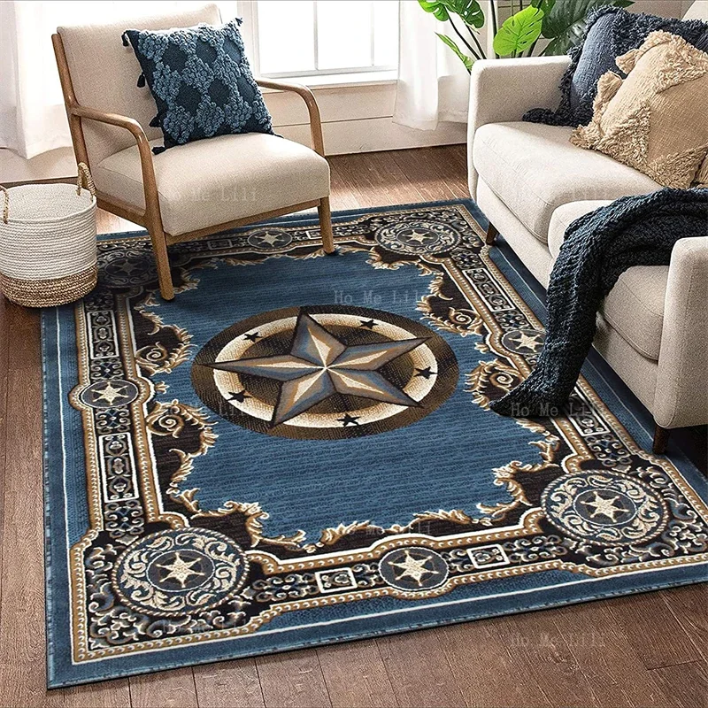 Traditional Accent Flannel Floor Rugs Light Blue Western Texas Star Design Hello Darkness My Old Friend Dragonfly Viking Carpets