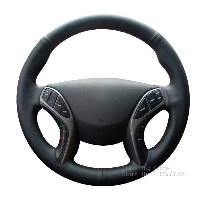 

Hand Sewn Non-slip Custom Artificial Leather Hand-Stitched Steering Wheel Cover For Hyundai Elantra 2011- Interior Accessories