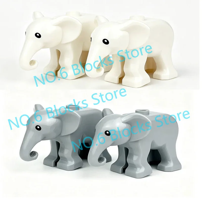 Wildtier-Bausteine MOC Tiger Löwe Elefant Bär Hai Adler Wolf Modellbausatz DIY Lernspielzeug Geschenke für Kinder S11