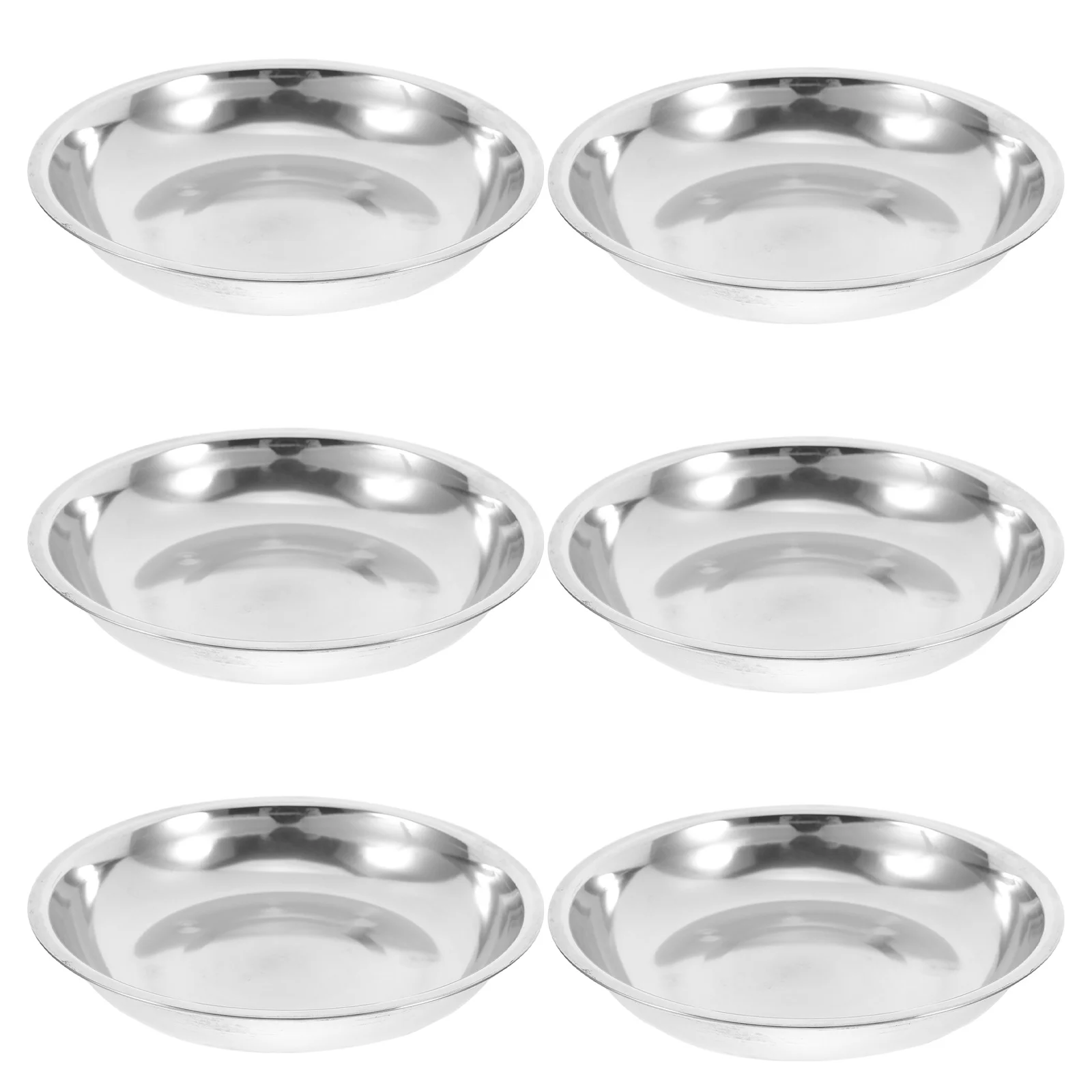 

6pcs Large Round Stainless Steel Trays Deep Barbecue Plate For Bbq Picnic Party Camping Kitchen Supplies Dessert Fruit Storage