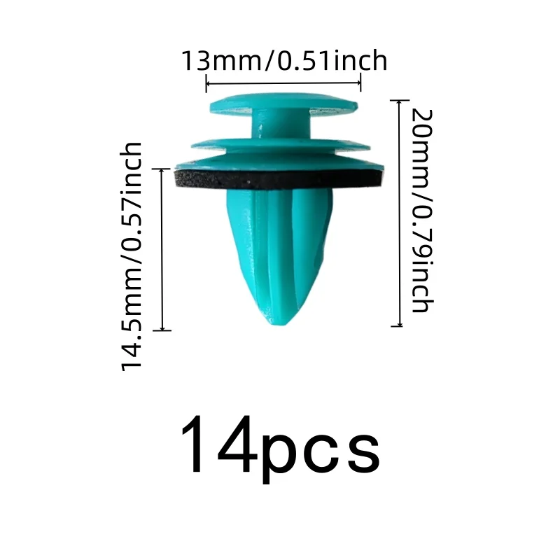 14 pcs Vehicle Interior Retainers, Firm Snap-On Fit, suitable for Truck Cabin Decoration, Cyan Plastic Material