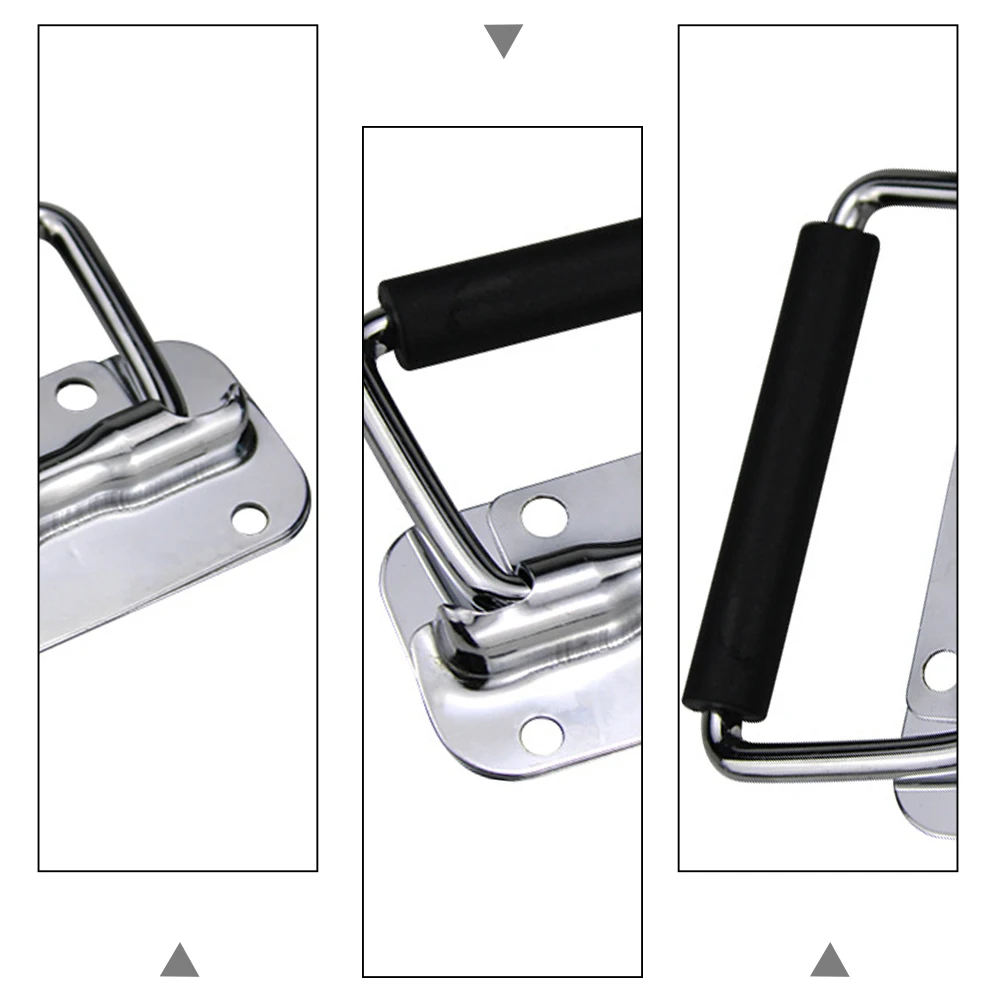 

2 Pcs Stainless Steel Spring Handle Furniture Handles for Kitchen Cabinet Knobs Pull Case with Rubber Grip Fold