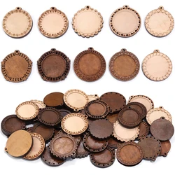 5Pcs/Lot Wood Cabochon Settings Blank Cameo Pendant Base Trays For Jewelry Making Diy Pendant Necklace Accessories