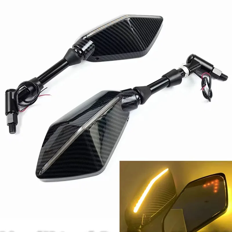 

STLF Universal 8mm 10mm Motorcycle with LED Light Rearview Mirror Rear View Mirrors Housing Side Mirror for R1200gs R120