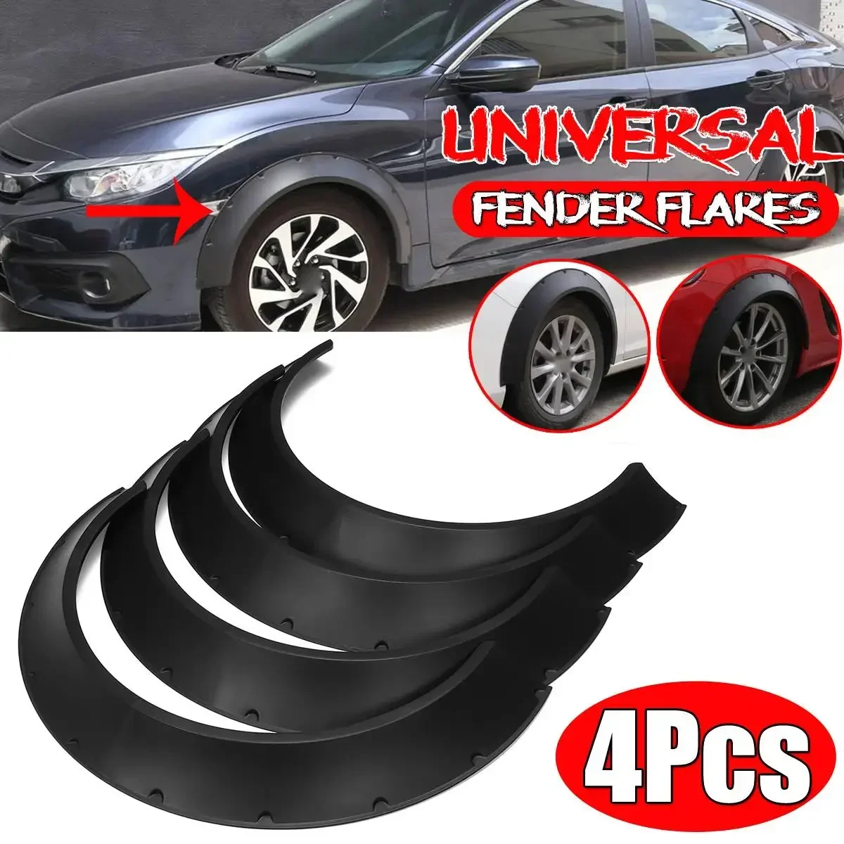 4PCS Universal Car Wide For Fender Flares Wheel Arches Extension Mud For AUDI A3 A4 A5 S3 S4 S5 RS5 S-line A6 A7 A8 TT Body Kit