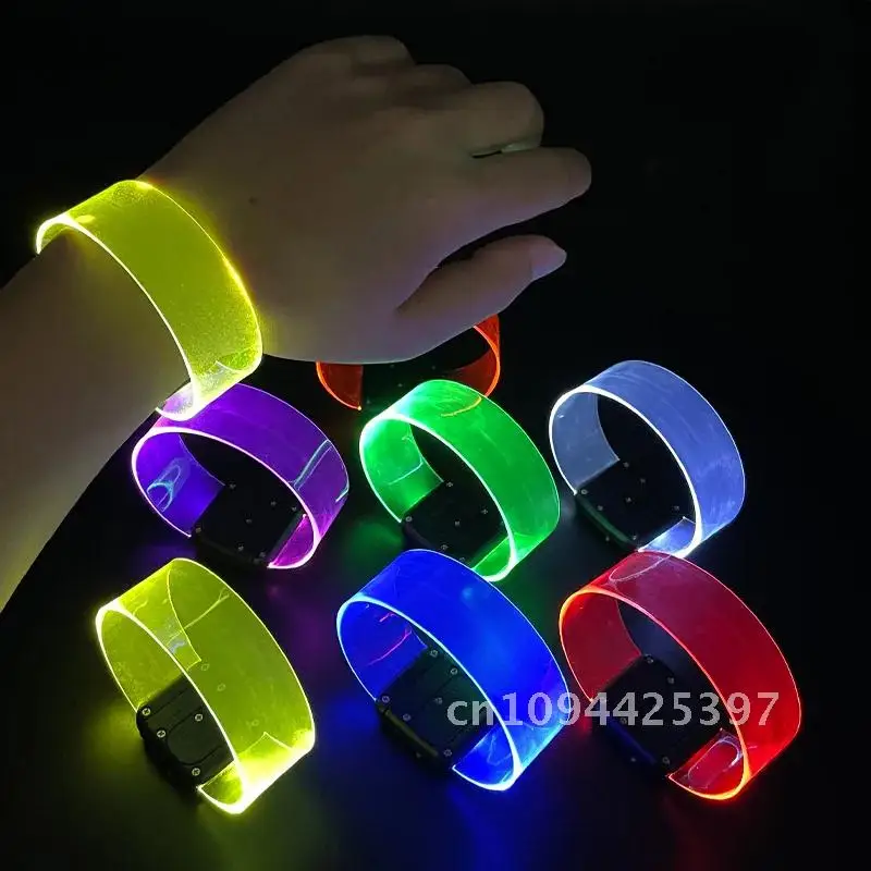 20/50/100pcs Luminous Bracelet LED Battery Fluorescence Light-emitting Wristbands Outdoor Sports Armband Glow Halloween Party