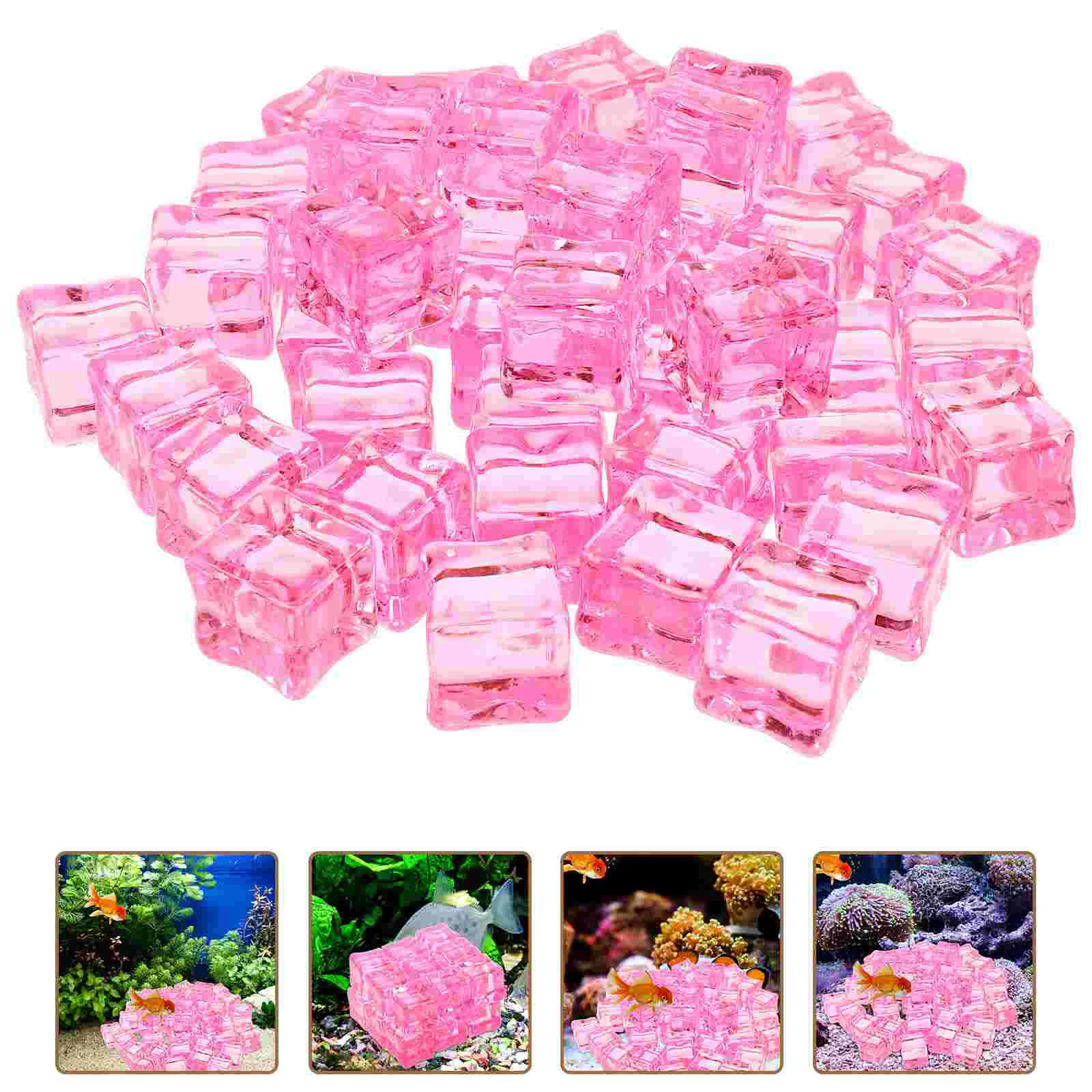 50 Pcs Simulated Colorful Square Fake Ice Cubes Crystal Stone Props Simulation Squares Lifelike Ornament Plastic Photography