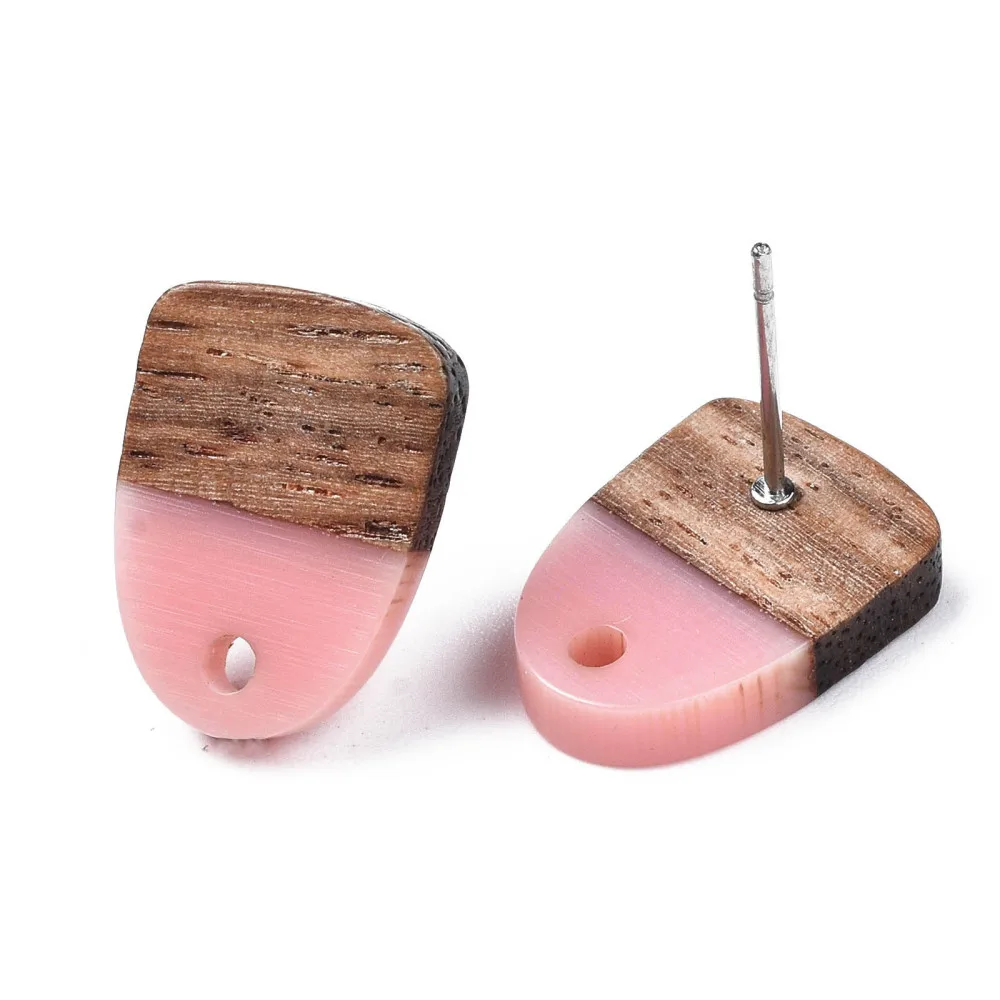 20Pairs Nussbaum Holz Harz Stud Ohrring Basis Zubehör mit Pins Rechteck Teardrop Ohrringe Anschlüsse für Schmuck Machen DIY