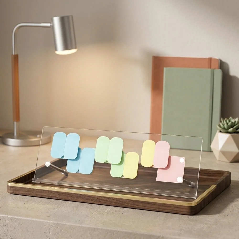 Monitor Memo Board Free Bracket for Desk Organization 14x5in Clear with Non Slip Silicone and Sturdy Metal Frame