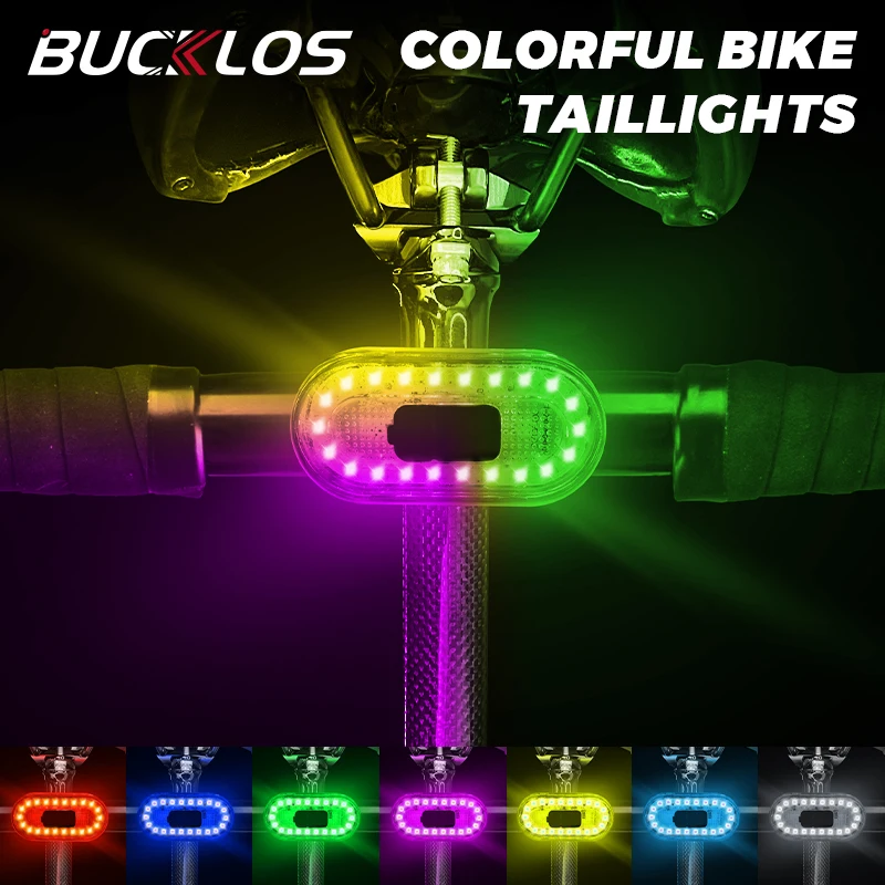 BUCKLOS Bicycle Light USB Rechargeable Bright Multicolor Road Bike Tail Light Waterproof MTB Rear Light LED Cycling Taillight