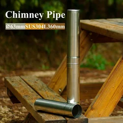 Stainless Steel 63*360mm Segmental Chimney SUS 304 Chimney Extension Pipe for Camping Firewood Stove Extendable Stove Accessory