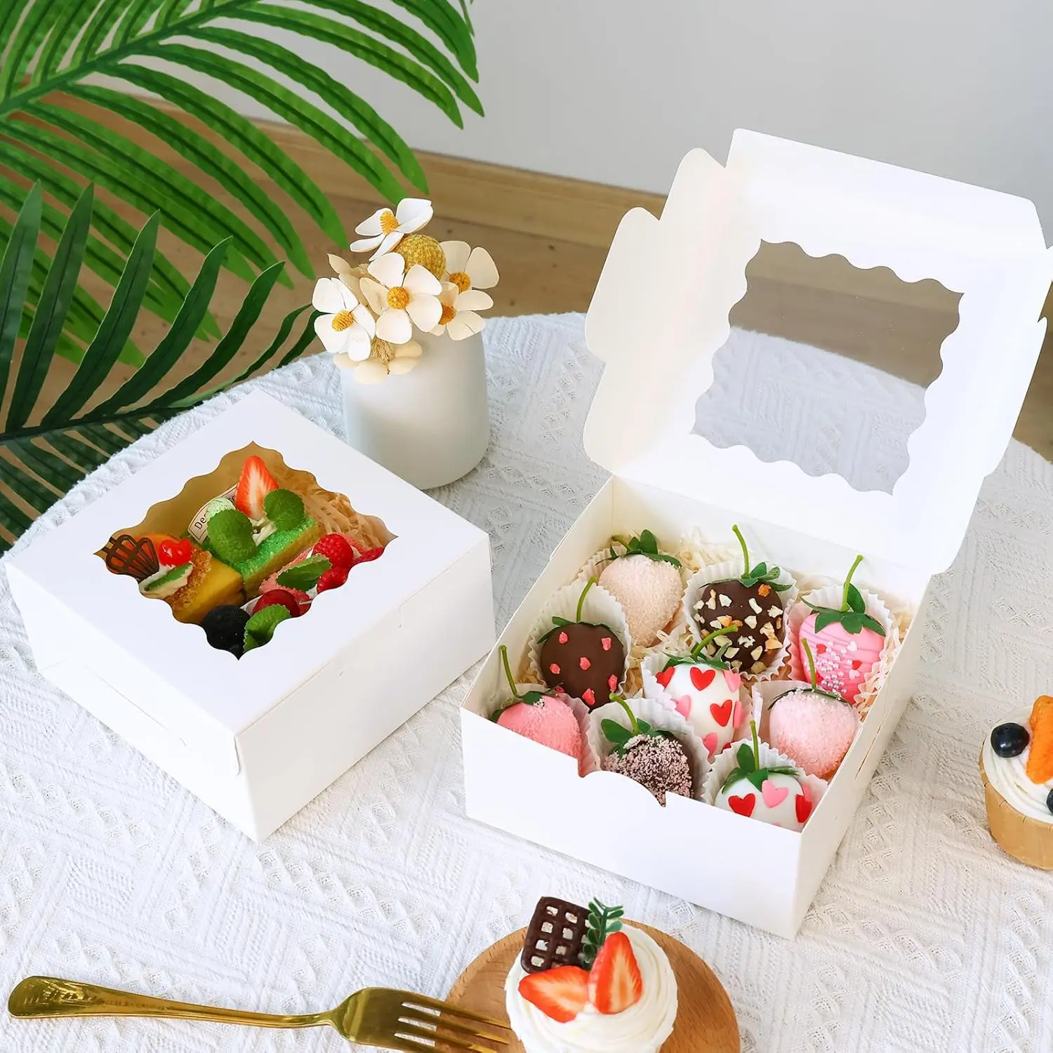 Multi White Bakery Boxes with Window for Treats