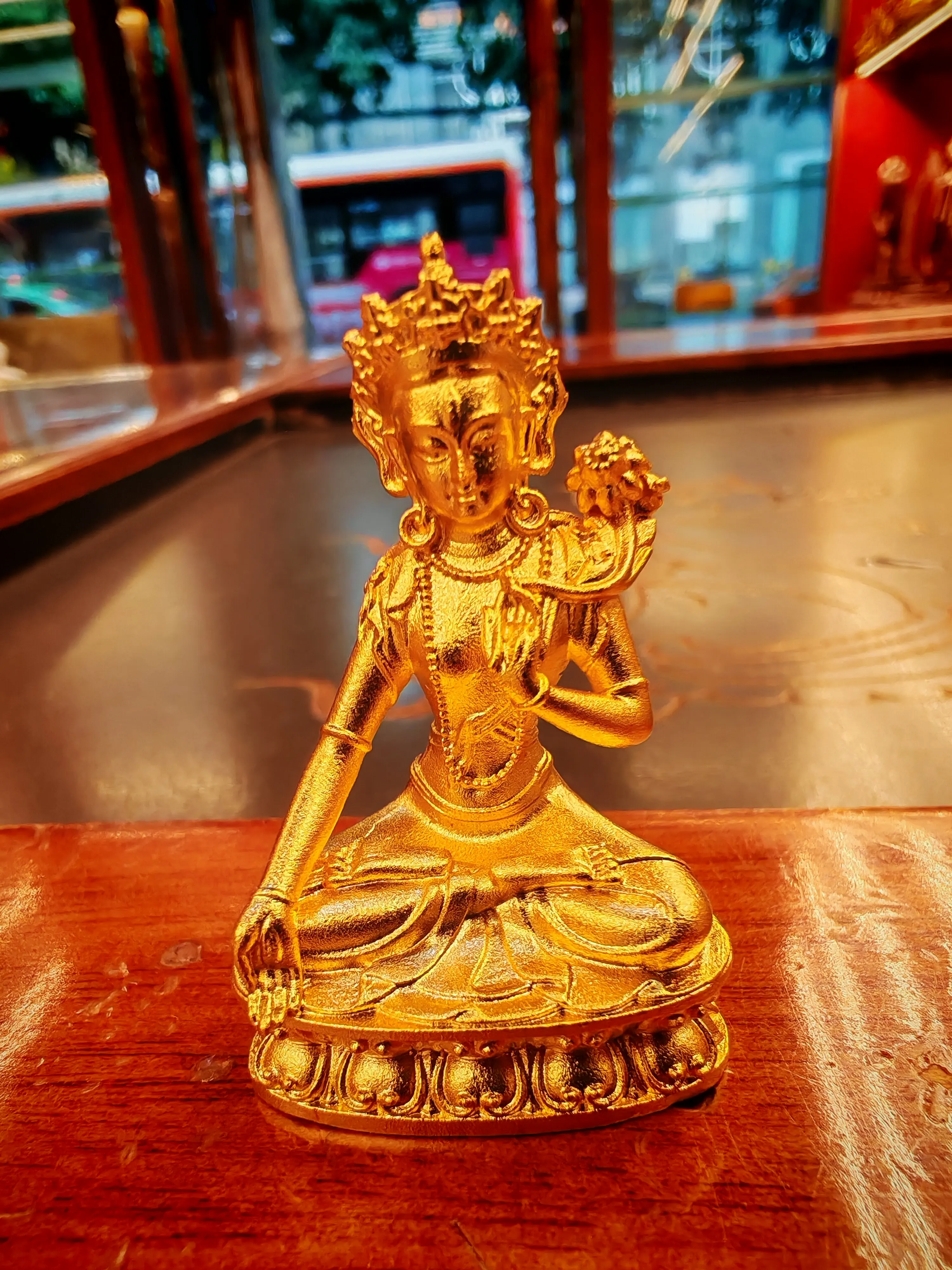 Bronze electric gold whiteness female Buddha statue height 3.5 cm
