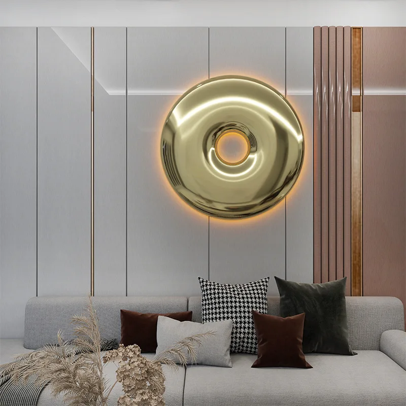 Modern Minimalist Hotel & Guesthouse Wall Decor Hanging Artwork Living Room Creative Electroplated Donut Wall Accent