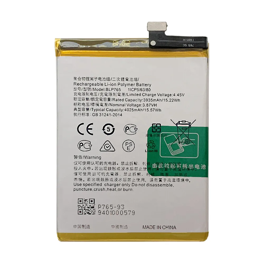 Adatto per batteria agli ioni di litio Oppo Reno3 (Non Pro) A91 Reno 3A F15 BLP765 Nuovo