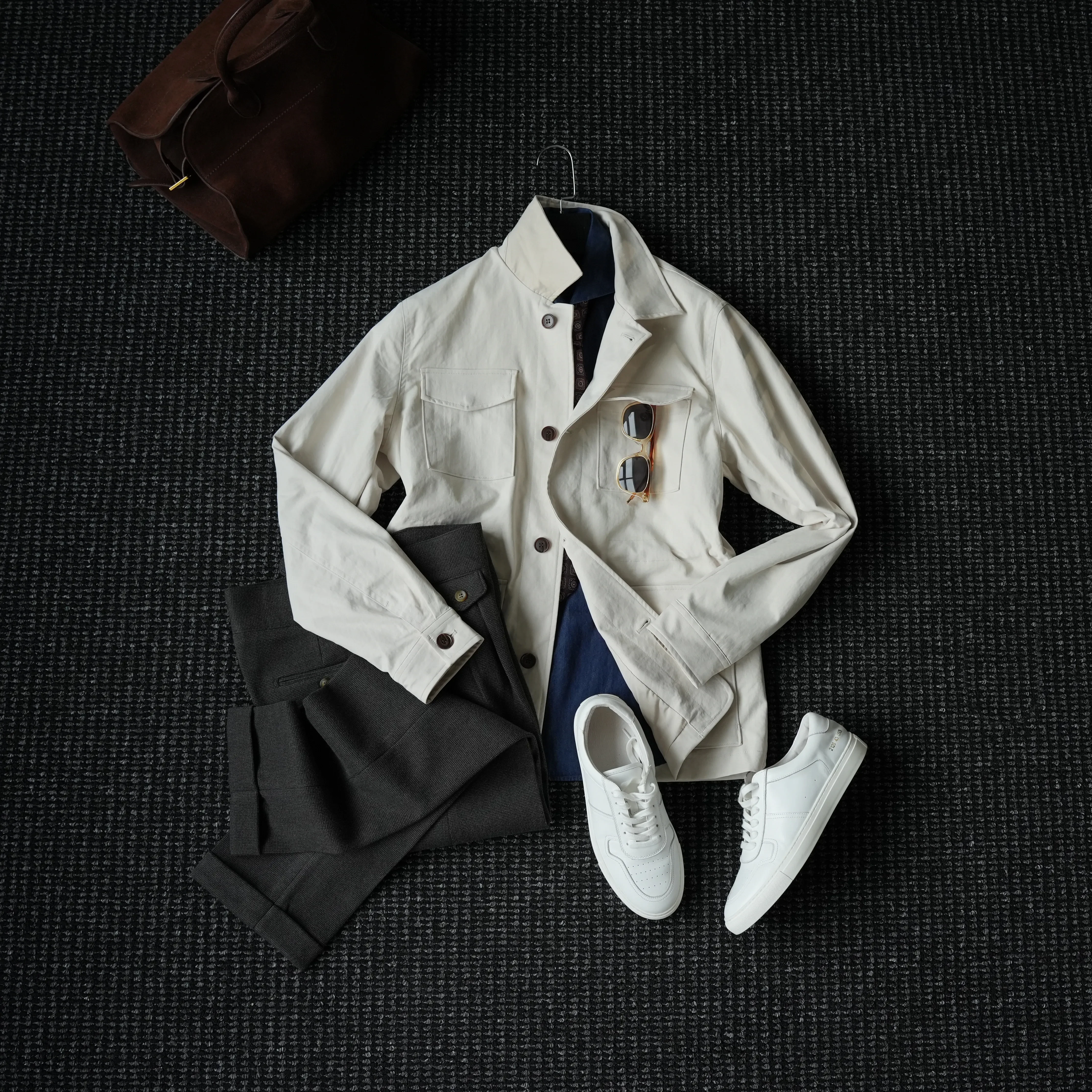 Haute couture trench coat material gentleman elegant retro hunting jacket men's fashion waist windproof jacket trend