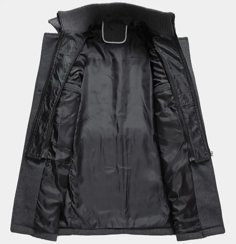 Sobretudo de lã resistente ao frio masculino, trench coat gola dupla, casacos monocromáticos de lã, casaco casual masculino, outono, inverno, novo, 2022