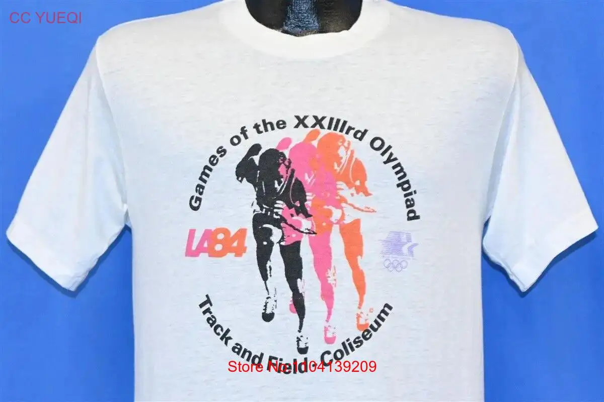 vintage 80s LOS ANGELES OYLMPIC GAMES 1984 TRACK & FIELD LA84 t-shirt MEDIUM M long sleeves