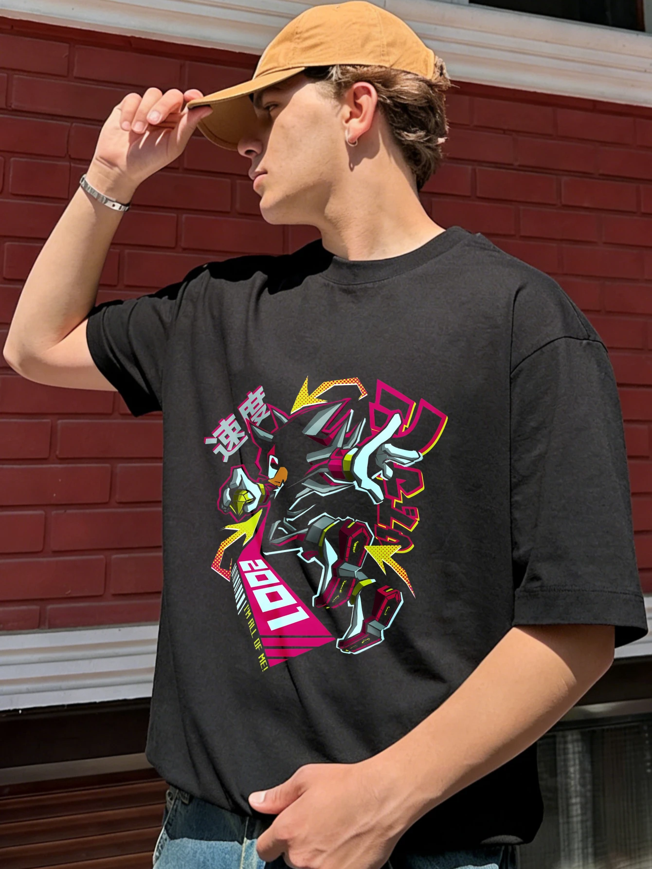 

Mens Oversized Cotton Street Racing Graphic Printed Short Sleeve Tshirt Summer Casual for Men