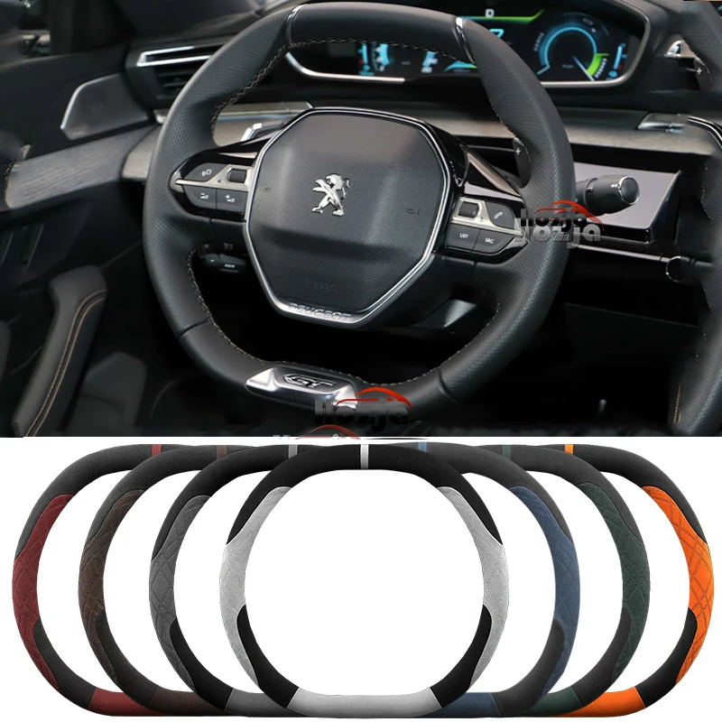 

Suede Leather Car Steering Wheel Cover for Peugeot 3008 5008 2008 GT E3008 E5008 E2008 2021 2022 2023 2024 2025 2026 Accessories