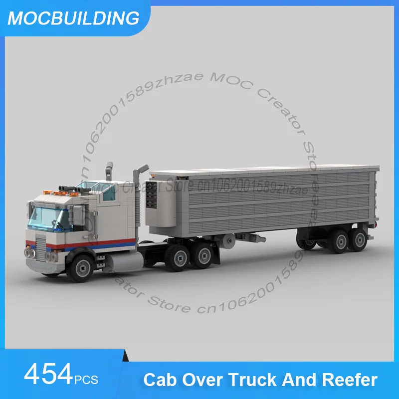 

Cab Over Truck And Reefer Model MOC Building Blocks DIY Assemble Bricks Collection Display Transportation Xmas Toys Gifts 454PCS