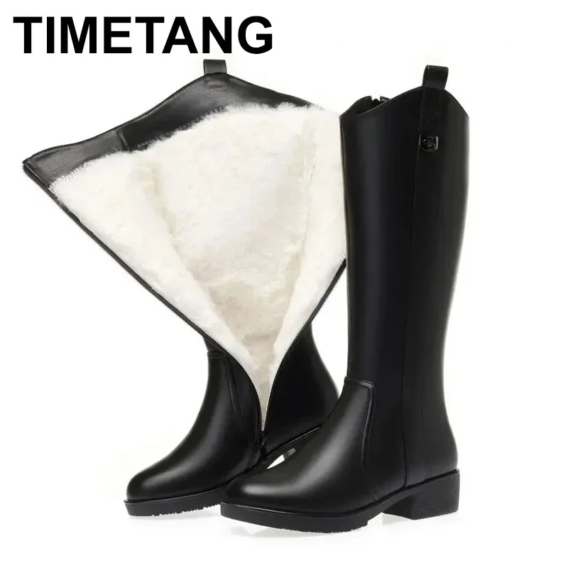 

2025 Fur Long Boots Woman Winter Luxury Designer Shoes Ladies High Knee Boot Female Black Snow Elegant Platform Heels Large Size
