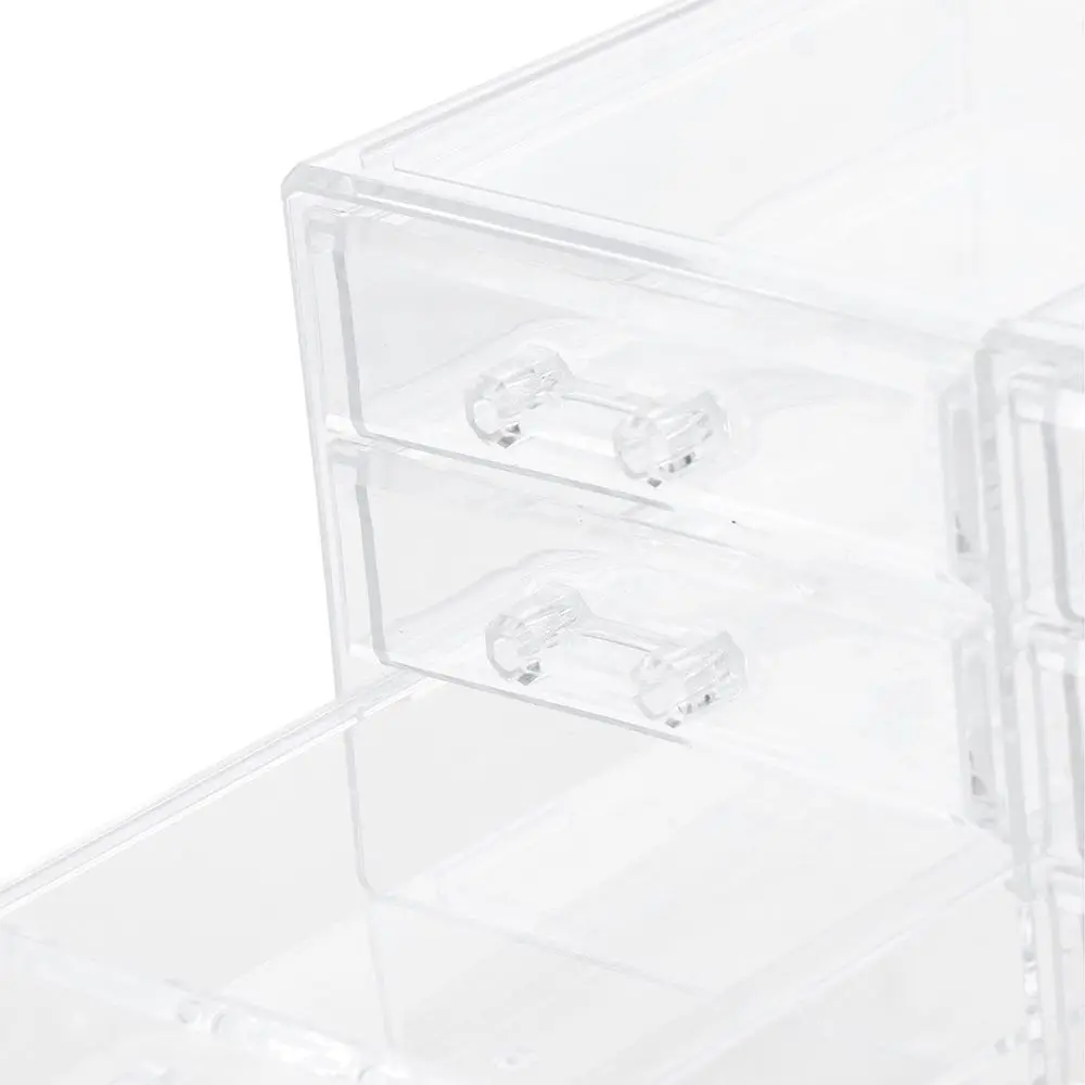 Imagem -02 - Clear Plastic Gaveta Organizadores Empilhável Desktop Display Holder Desk Acessórios Organizadores Workspace Desk Organizer