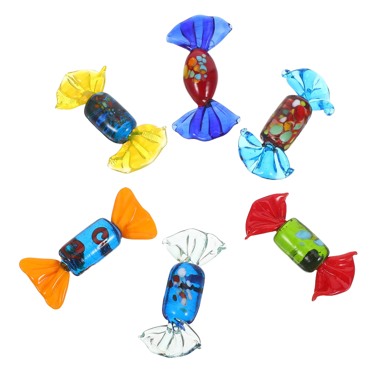 

6Pcs Glass Sweets Art Decoration Cute Cartoon Design Photo Props for Christmas Xmas Wedding Party Home Interior Decor