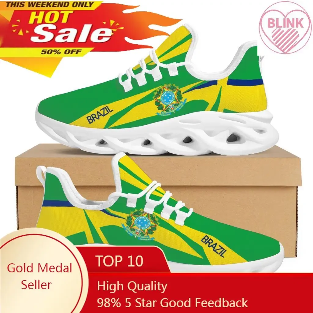 

Brazil National Emblem Brand Design Platform Sneakers Large Pentagram Pattern Lace-up Casual Shoes New Breathable Jogging Shoes