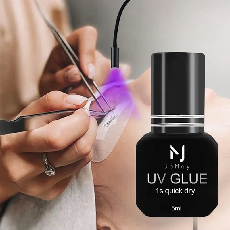 UV Glue for Eyelashes Extensions 1s Fast Drying for Professional Salon UV Lamp Eyelash Extensions UV Glue Black Patches