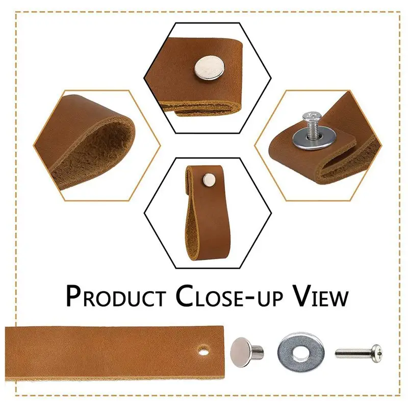 Y42A-Leather Drawer Pulls 24 Pcs Leather Dresser Knobs Handmade Pure Leather Handles For Cabinet Doors And Drawers (Brown)