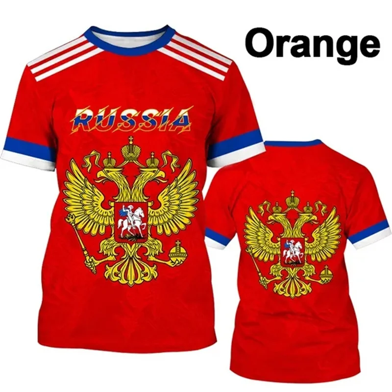 3D Russia Flag Emblem Printing T Shirt For Men Military Spiritual Toem Graphic T-shirts Children Fashion Short Sleeves Army Tops