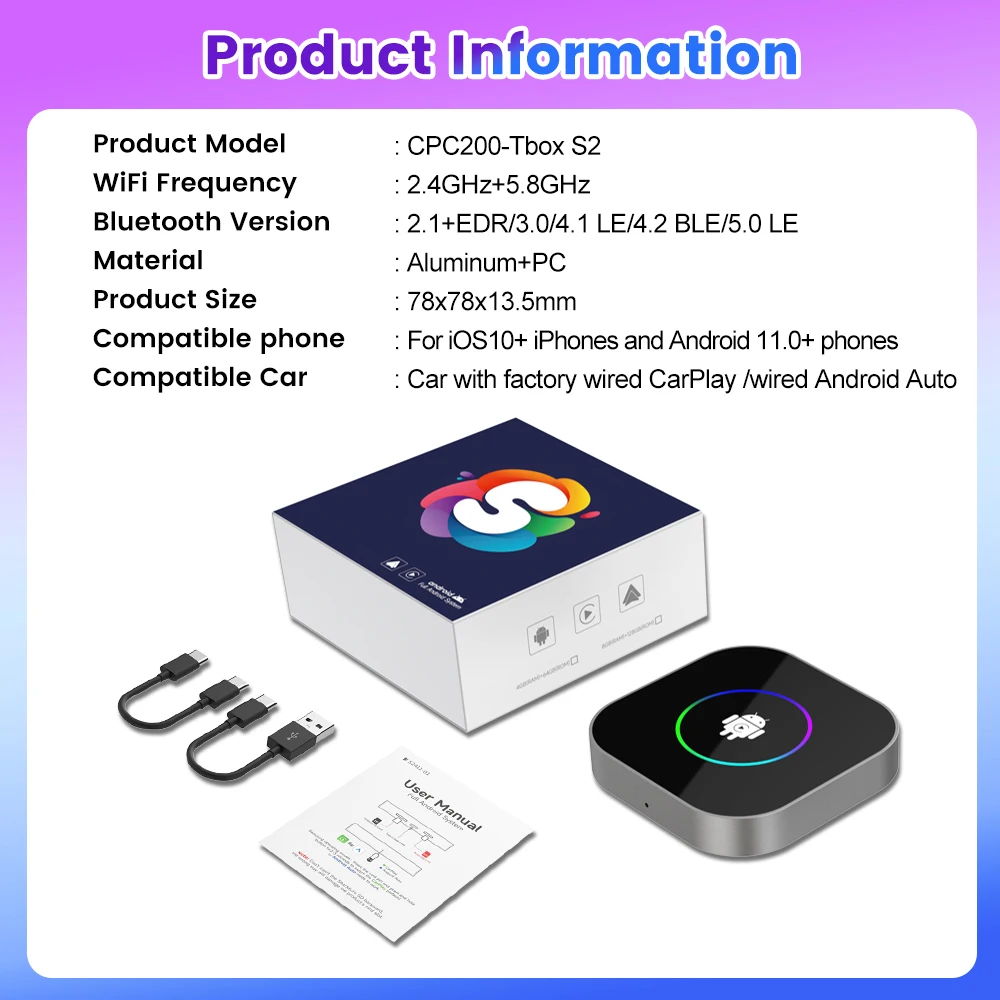 Custom Logo Carlinkit Ai Tv Box Auto Wireless Youtub Carplay Adapter 8G 128Gb 64Gb Stereos Wifi Android 13 Car Play Dongle