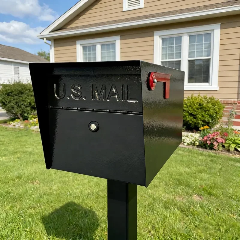 Heavy Duty Metal Mailbox With Lock And Mounting Post Secure Outdoor Letter Box For Home Garden Wall Mounted Storage Solution
