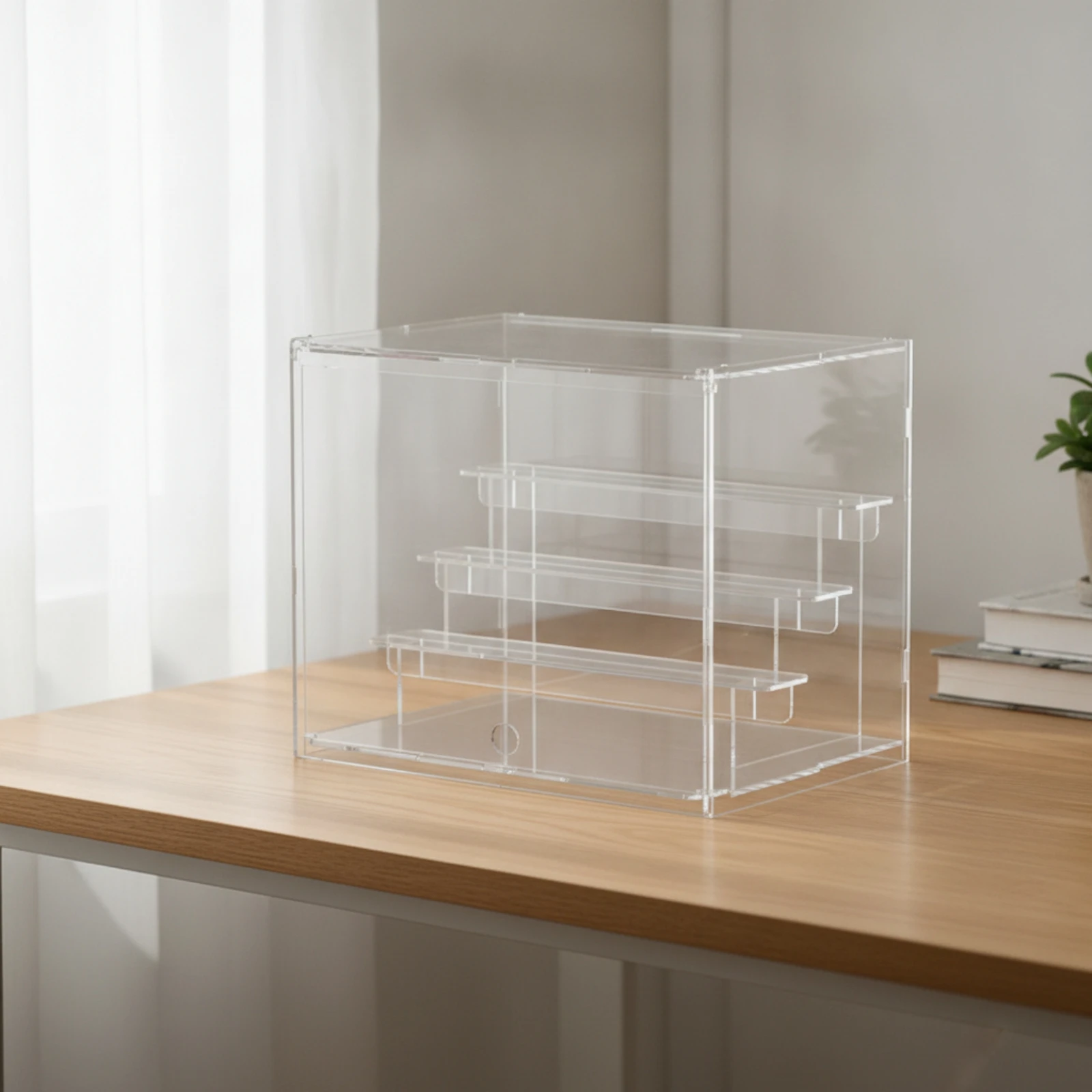 Acrylic Display Case Transparent Acrylic Display Box Storage Organizer Minimalist Sturdy for Collectors, Desk, Dorm Room