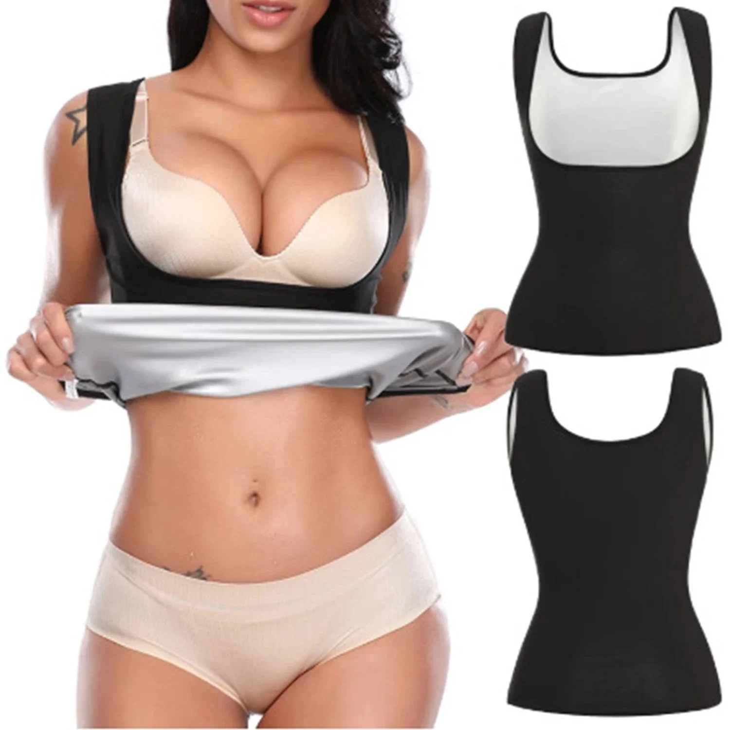 

1 шт., спортивный жилет для сауны для женщин, майка для тренировок, утягивающий полимерный костюм для сауны, рубашка для тренировки талии, формирователь тела для фитнеса