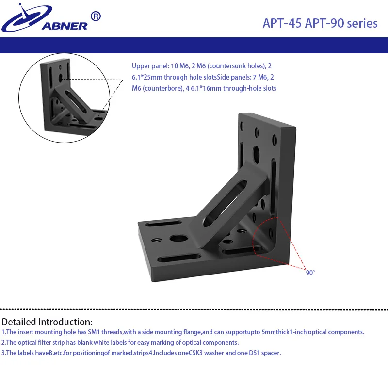 Hoekmontagebeugel APT haakse adapter, bouw een driassige vertaalfase, uiterst nauwkeurig vast optisch experiment