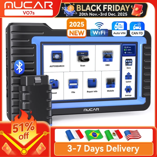 Escáner MUCAR VO7S/VO7 OBD2, sistema completo de diagnóstico, herramienta de diagnóstico de reinicio 28, codificación ECU, actualización bidireccional gratuita para toda la vida