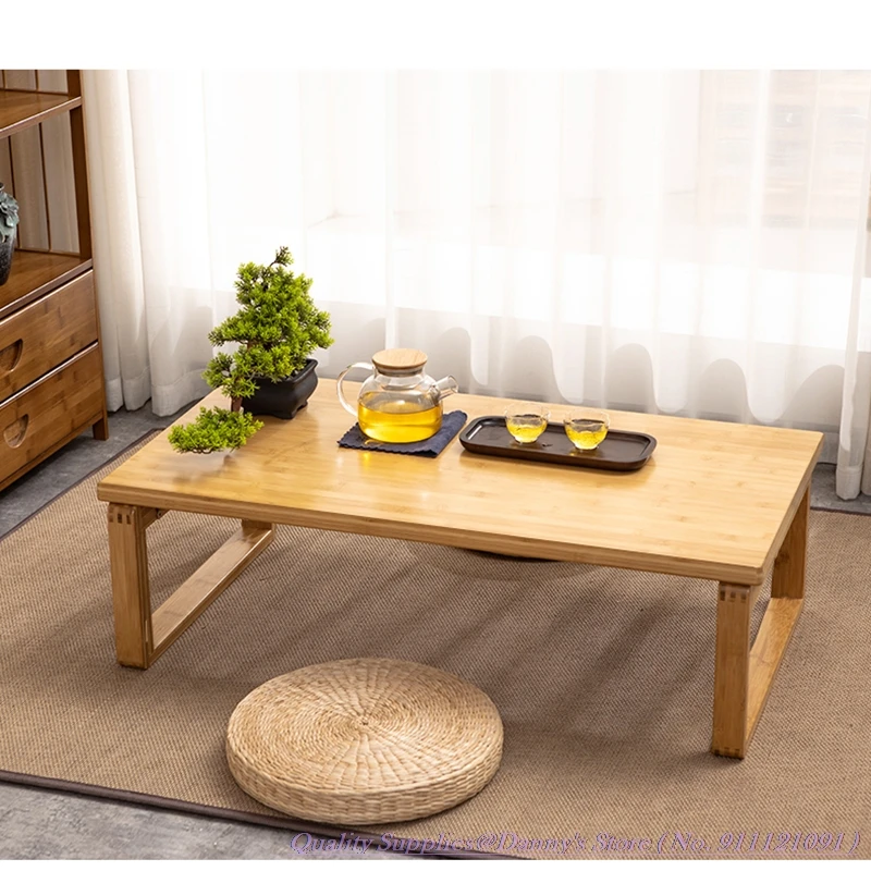 

100x55x31cm Coffee Table Bay Window Tea Seat Japanese Tatami Folding Desk Solid Wood Bamboo Desk Optional60/70/80cm