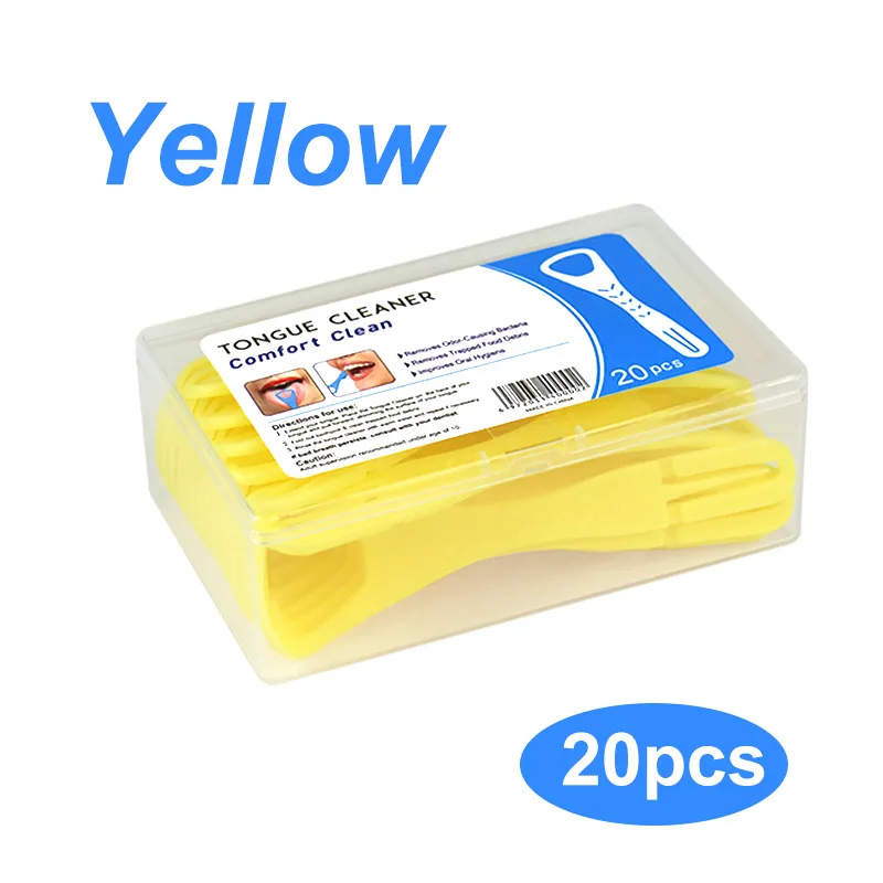 20 stks/doos Dubbelzijdig Opvouwbare Tongschraper met Tandenstoker Wegwerp Tongreinigers Mondschraper Mondhygiëne Care Tools