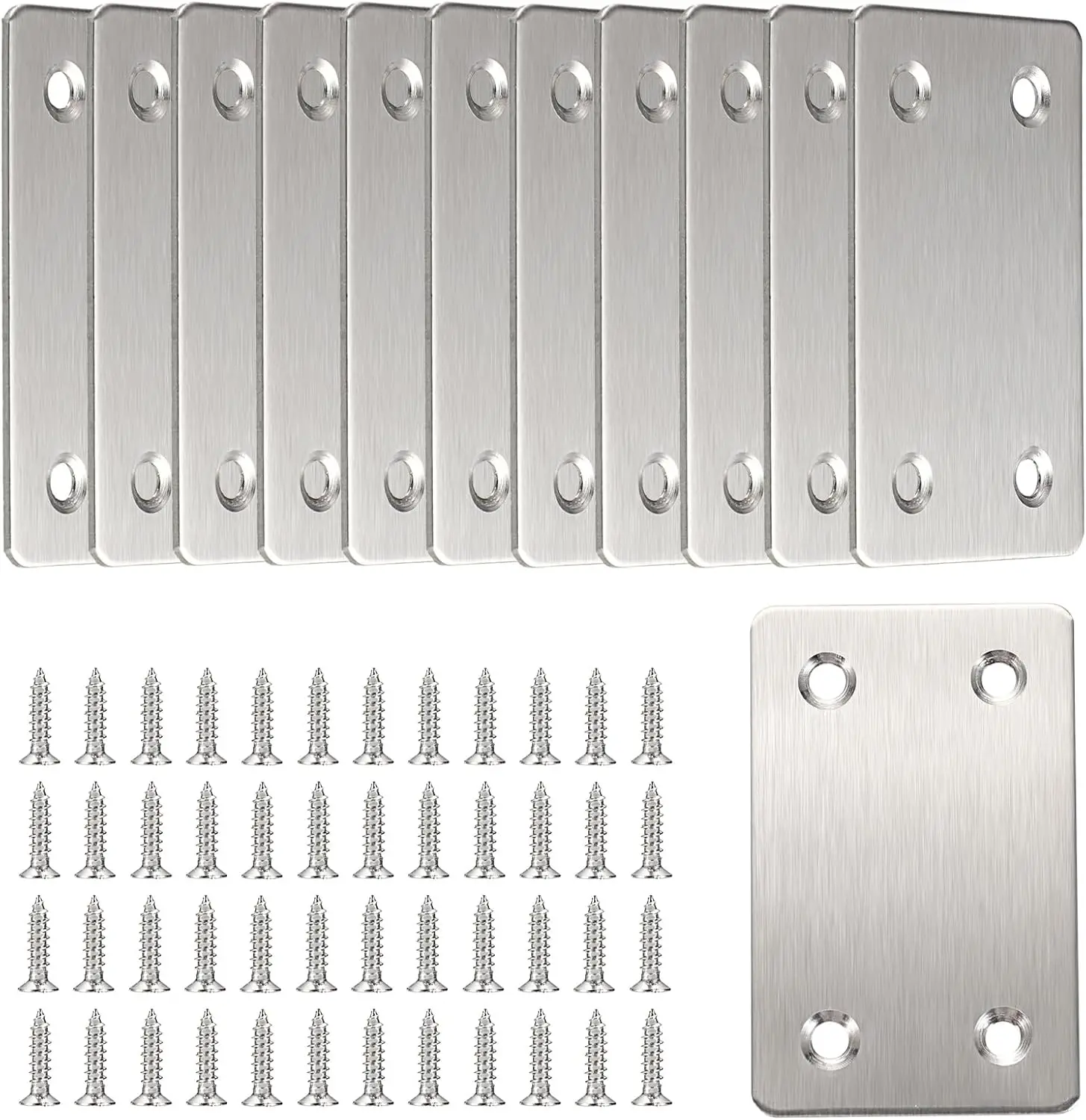 Placas de Reparación Rectas de Acero Inoxidable, Soportes Rectos para Conectores, Reparación de Muebles, Fijación de Juntas de Madera
